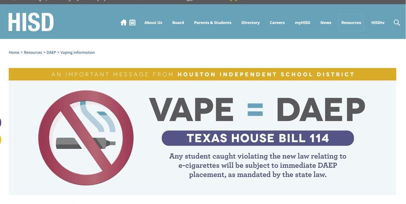 VAPE leads to DAEP